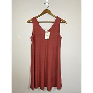 Hem & Thread Dress‎ Womens MEDIUM Red Black Striped Tie Back Swing Trapeze Shift